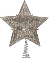 kurt adler 13.5-inch star treetop with elegant ivory pearls and platinum glass glitter logo