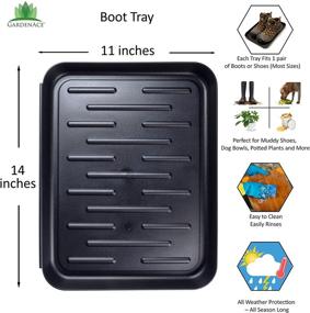 img 3 attached to 🌿 GardenAce Boot Trays for Entryway - 3 Pack - Shoe Mat Drip Trays - Dog Food Mat - Garden Tool Tray - Black Color - Multipurpose Tray for Indoor & Outdoor - Floor Protection (3 Pack, 11 x 14 Inch)