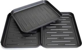 img 4 attached to 🌿 GardenAce Boot Trays for Entryway - 3 Pack - Shoe Mat Drip Trays - Dog Food Mat - Garden Tool Tray - Black Color - Multipurpose Tray for Indoor & Outdoor - Floor Protection (3 Pack, 11 x 14 Inch)