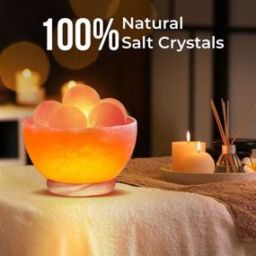 img 3 attached to 🪔 Himalayan Salt Lamp with Neem Wooden Base, Dimmer Switch, UL Certified, Massage Stone Design, 7-8 LBS