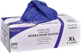 img 4 attached to ProCure Disposable Nitrile Gloves X-Large, 200 Count - Powder Free, Latex Free, Medical Exam Grade Gloves - Non-Sterile, Ambidextrous, Cool Blue - Soft & Textured Tips