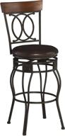 🪑 30-inch seat height swivel bar stool - linon o & x back - matte bronze logo