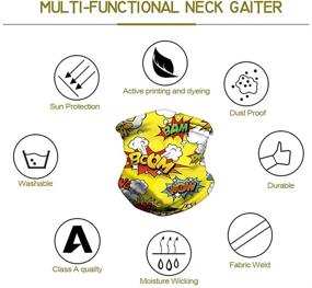 img 1 attached to Children's Full-Coverage Tube Face Mask, Bandanas Neck Gaiter Headband, UV and Dust Protection