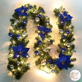 img 4 attached to 🎄 Enhance Your Christmas Décor with 8.8 ft Pre-Lit Christmas Illuminate Garland - Battery Operated, Artificial Flower Vine Plants for Outdoor Decorations