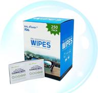 👓 lens cleaning wipes: 250 individually wrapped pre-moistened screen cleaner for streak-free glasses, tablets, cameras, phones logo