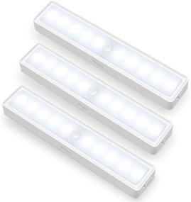 img 4 attached to 💡 Govee Under Cabinet Lighting, 10 LEDs Motion Sensor Activated Closet Light, Battery Operated 6000K Cold White, Wireless Stick On Night Light for Kitchen Bookshelf Stairs, 3-Pack