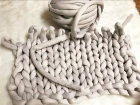 img 3 attached to 🧶 Super Chunky Vegan Yarn: Grey Acrylic Bulky Thick Roving Washable Softee Chunky Jumbo Yarn for Handmade Blankets and Rugs - 60m Arm Knitting DIY Kit