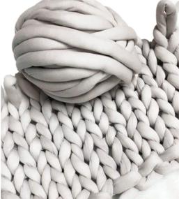 img 4 attached to 🧶 Super Chunky Vegan Yarn: Grey Acrylic Bulky Thick Roving Washable Softee Chunky Jumbo Yarn for Handmade Blankets and Rugs - 60m Arm Knitting DIY Kit