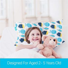 img 3 attached to 🐠 Soft Neck Support Toddler Pillow - 14"x19" Kid Pillow for Sleeping - Machine Washable for Daycare and Travel - Fish Print Design