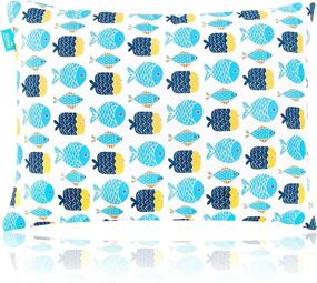 img 4 attached to 🐠 Soft Neck Support Toddler Pillow - 14"x19" Kid Pillow for Sleeping - Machine Washable for Daycare and Travel - Fish Print Design
