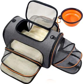 img 4 attached to Expandable Foldable Pet Carrier for Medium Cats and Small Dogs - 🐱 Airline Approved Soft-Sided Travel Bag with Fleece Pad, Foldable Bowl - Cat Carrier