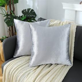 img 3 attached to 💤 Ning Store 20x20 Decorative Throw Pillow Covers - Set of 4, Silver - Invisible Zippered Cases for Sofa, Outdoor, Car