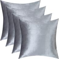 💤 ning store 20x20 decorative throw pillow covers - set of 4, silver - invisible zippered cases for sofa, outdoor, car логотип