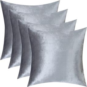 img 4 attached to 💤 Ning Store 20x20 Decorative Throw Pillow Covers - Set of 4, Silver - Invisible Zippered Cases for Sofa, Outdoor, Car