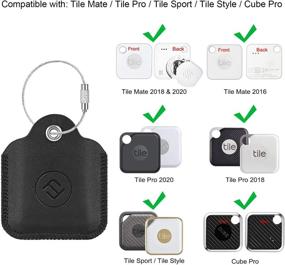 img 3 attached to Фирменный кожаный чехол Fintie с брелоком для Tile Mate/Tile Pro/Tile Sport/Tile Style/Cube Pro Key Finder Phone Finder, антивандальное покрытие, чёрный.