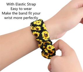 img 2 attached to 🌼 MONOBLANKS Scrunchie Watch Bands - Elastic Apple Watch Band 38mm/40mm 42mm/44mm - Replacement Band Compatible with iWatch Series SE/6/5/4/3/2/1 - Black, Sunflower, Leopard Design - 38MM/40MM