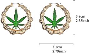 img 2 attached to Gold Bone Hoop Earrings with 🌿✨ Green Marijuana Pot Leaf Design from Lux Accessories