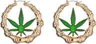 gold bone hoop earrings with 🌿✨ green marijuana pot leaf design from lux accessories logo