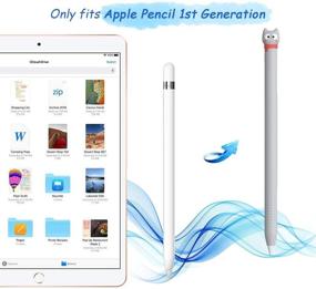 img 2 attached to Чехол для Apple Pencil 1-го поколения, чехол для iPencil из мягкого силикона с милым дизайном кота, держатель защитного чехла аксессуары совместим с Apple Pencil 1-го поколения плюс крышка для наконечника (серый)