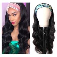 black women body wave headband wig - 18 inch 💁 human hair wig with headband, glueless & 150% density brazilian virgin hair logo