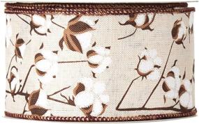 img 1 attached to 🎀 2.5 inch x 10 yards Cotton Pods Ribbon in Brown, Cream, and White