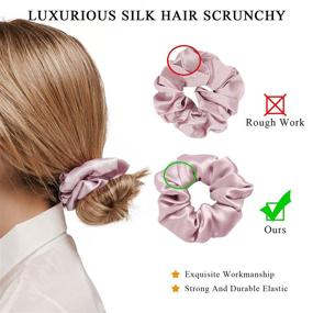 img 2 attached to 👱 DelTeck Silk Scrunchies: 100% Pure Mulberry Hair Ties for Women & Girls - Luxurious, No Crease Hair Scrunchies in Blue, Pink & Champagne (3 Pack)