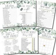🎉 fun-filled baby shower games pack - 6 engaging activities for 25 guests, eucalyptus floral theme for gender-neutral celebrations logo