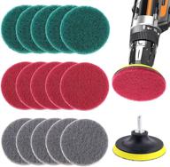 16pcs 4 inch drill power brush tile scrubber scouring pads cleaning kit with disc pad holder for bathroom &amp; kitchen cleaning – 3 stiffness options (red, gray, green) logo