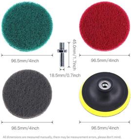 img 3 attached to 16Pcs 4 Inch Drill Power Brush Tile Scrubber Scouring Pads Cleaning Kit with Disc Pad Holder for Bathroom &amp; Kitchen Cleaning – 3 Stiffness Options (Red, Gray, Green)