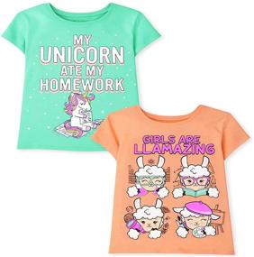 img 4 attached to Adorable 'My Unicorn Ate My Homework' & 'Girls are Llamazing' Graphic T-Shirt 2-Pack for Kids - The Children's Place