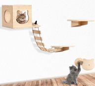 🐱 durable and stylish solid wood cat shelf set: wall mounted climbing shelves, indoor cat wall furniture with activity systems - 5pcs logo