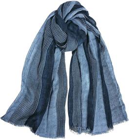 img 2 attached to GERINLY Cotton Linen Scarves Stripe Crinkle Men's Accessories in Scarves