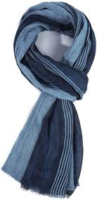 img 4 attached to GERINLY Cotton Linen Scarves Stripe Crinkle Men's Accessories in Scarves
