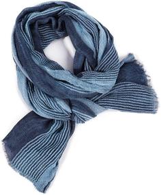 img 1 attached to GERINLY Cotton Linen Scarves Stripe Crinkle Men's Accessories in Scarves