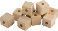 100-pack of unfinished solid wood beads - 1/2-inch cubes with holes - ideal for diy crafts and building projects logo