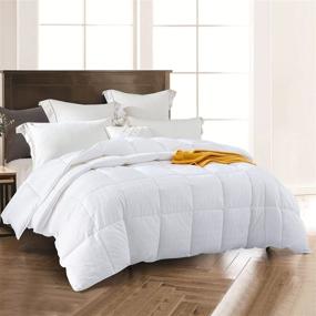 img 3 attached to 🛏️ Pinzon Luxurious Down Alternative Comforter Duvet Insert with Tabs, 400 Thread Count Cotton - White, Queen - Amazon Brand