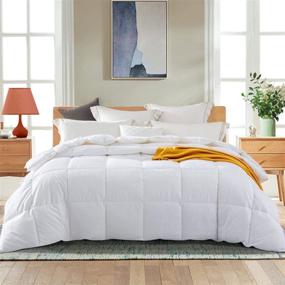 img 4 attached to 🛏️ Pinzon Luxurious Down Alternative Comforter Duvet Insert with Tabs, 400 Thread Count Cotton - White, Queen - Amazon Brand