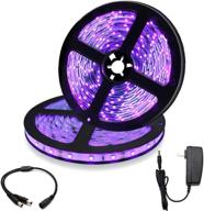 🔮 33ft/10m 24w led uv black light strip kit: 600 units uv lamp beads, flexible 12v blacklight fixtures логотип