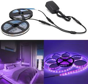 img 1 attached to 🔮 33Ft/10M 24W LED UV Black Light Strip Kit: 600 Units UV Lamp Beads, Flexible 12V Blacklight Fixtures