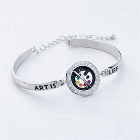 img 2 attached to 🎨 WUSUANED Art is Life Cuff Bangle Bracelet: Perfect Jewelry Gift for Artists and Art Students