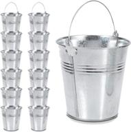 🌼 dazzling toys 12-pack large stainless steel galvanized buckets with handle – ideal for garden planters, goody baskets, party favors and more! логотип