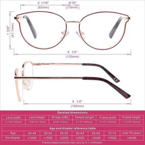 img 2 attached to 👓 CARA Progressive Multifocus Reading Glasses: Metal Frame Blue Light Blocking Eyewear for Women with Spring Hinges