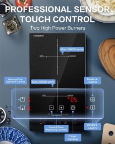 img 3 attached to 🔥 AMZCHEF 12" Electric Induction Cooktop: Powerful 3300W Stovetop for Fast Cooking, 10 Power Levels & Child Lock - Touch Control, Timer - Black Crystal Glass Surface - 2 Burner Induction Hob