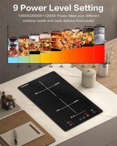 img 2 attached to 🔥 AMZCHEF 12" Electric Induction Cooktop: Powerful 3300W Stovetop for Fast Cooking, 10 Power Levels & Child Lock - Touch Control, Timer - Black Crystal Glass Surface - 2 Burner Induction Hob