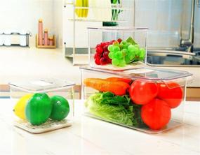 img 3 attached to 🥦 REFSAVER Stackable Fridge Storage Containers for Produce Saver - Organizer Bins with Removable Drain Tray - Ideal Fridge Organizer for Fruits and Vegetables - Set of 3 Packs