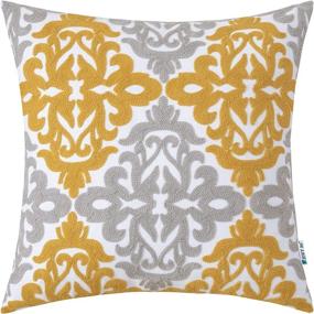 img 4 attached to 🛋️ Hwy 50 Yellow and Light Grey Throw Pillow Covers 18 x 18 Inch - Couch Bed Living Room Indoor, Embroidered Square Cushion Cases, Farmhouse Accent Geometric Floral (1 Piece)