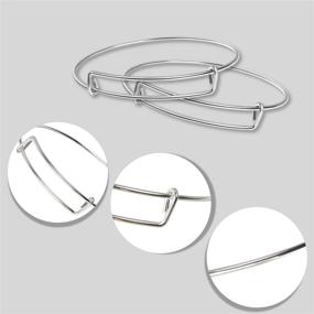 img 2 attached to 💫 100Pcs Expandable Blank Bangle Bracelets for DIY Jewelry Making - Adjustable Wire Bracelets in Silver, UPINS