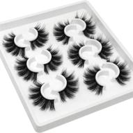 💕 losha lashes: 6 pairs of fluffy 20mm long dramatic faux mink strip 5d lashes for gorgeous makeup logo