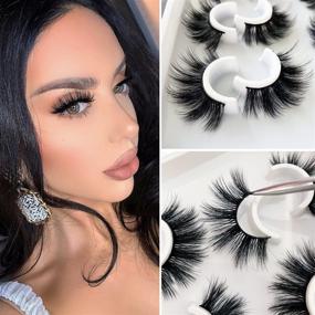 img 3 attached to 💕 Losha Lashes: 6 Pairs of Fluffy 20mm Long Dramatic Faux Mink Strip 5D Lashes for Gorgeous Makeup