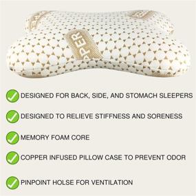 img 3 attached to 🦋 Copper Butterfly Cervical Pillow - Ergonomic Support for Side, Back, & Stomach Sleepers with Copper Infused Firm Memory Foam